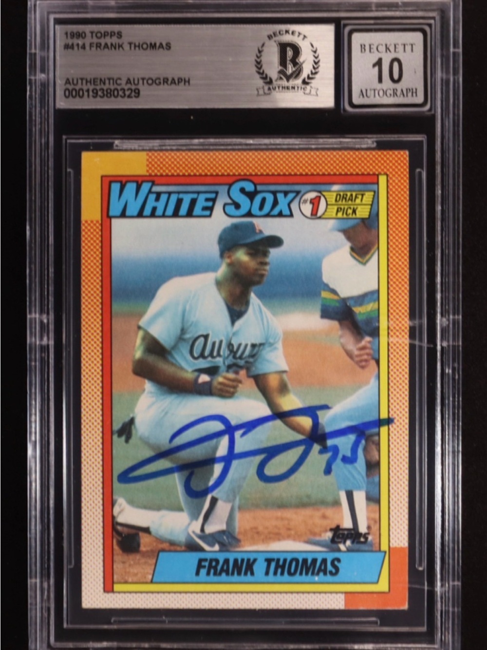 Frank Thomas Autographed Rookie Topps Baseball Card - BECKETT 10